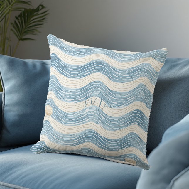 Beach House Coastal Wave Home Decor Seaside Living Throw Pillow (Beach House Coastal Wave Home Decor Seaside Living Throw Pillow)