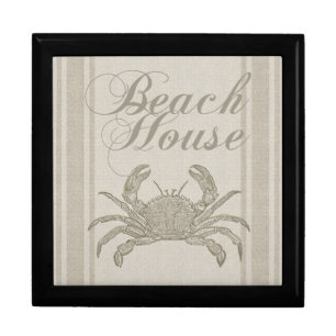 Beach House Crab Seashore Coastal Vintage Gift Box