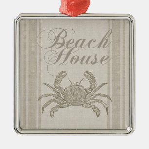 Beach House Crab Seashore Coastal Vintage Metal Ornament
