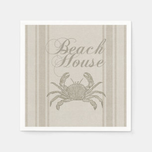 Beach House Crab Seashore Coastal Vintage Napkins