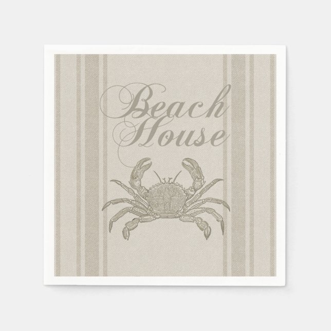 Beach House Crab Seashore Coastal Vintage Napkins (Front)