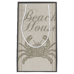 Beach House Crab Seashore Coastal Vintage Small Gift Bag