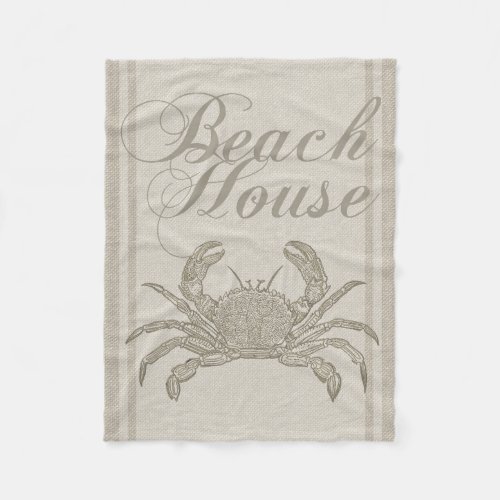 Beach House Crab Seashore Fleece Blanket