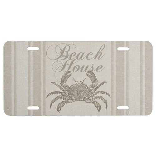 Beach House Crab Seashore License Plate