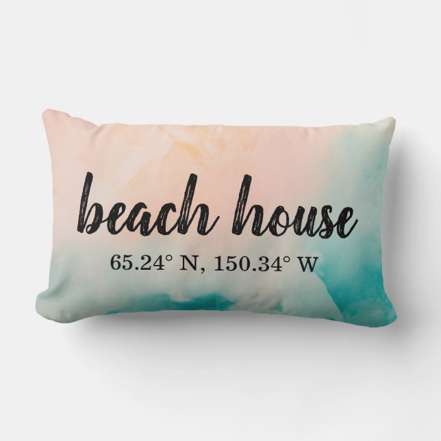 Beach House Custom Coordinates Lumbar Pillow (Front)