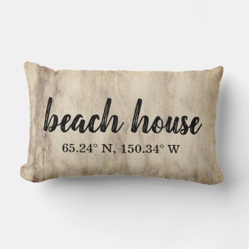 Beach House Custom Coordinates Lumbar Pillow