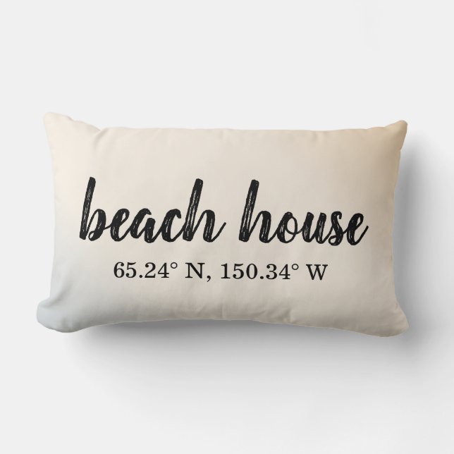 Beach House Custom Coordinates Lumbar Pillow (Front)