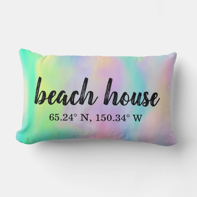 Beach House Custom Coordinates Lumbar Pillow (Front)