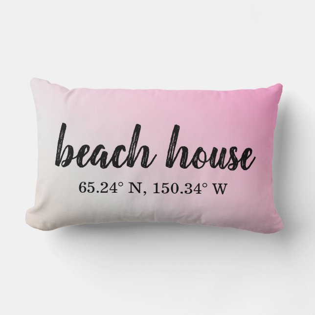 Beach House Custom Coordinates Lumbar Pillow (Front)
