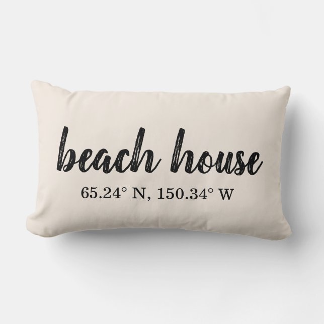 Beach House Custom Coordinates Lumbar Pillow (Front)