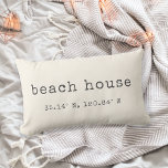Beach House Custom Coordinates Throw Pillow<br><div class="desc">Show your love for your beachside abode with our custom coordinates lumbar throw pillow. Shown with "beach house" and the coordinates beneath, our neutral ivory cream pillow features your beach house latitude and longitude in charcoal vintage typewriter lettering. Search for your coordinates on any mapping site and enter them in...</div>