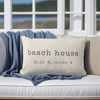 Beach House Custom Coordinates Throw Pillow