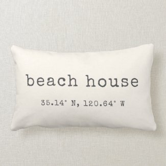 Beach House Custom Coordinates Throw Pillow