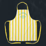 Beach House Custom Name Yellow Cabana Stripe Apron<br><div class="desc">Cook in style with our Beach House Custom Name Yellow Cabana Stripe Apron, a perfect blend of coastal charm and personalized flair. This vibrant apron features a sunny yellow cabana stripe design and can be customized with your family name, established date and location, making it a stylish and practical addition...</div>
