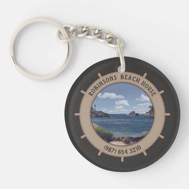 Beach House (customizable)  Keychain (Front)