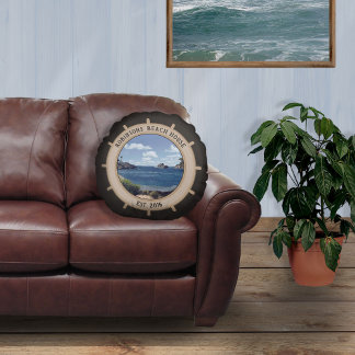 Beach House (customizable) Round Pillow