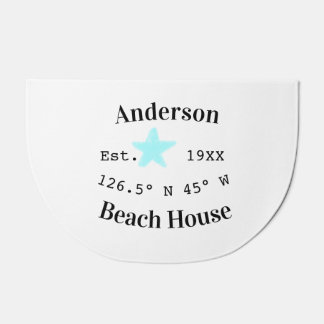 Beach house Date year custom coordinates add est. Doormat