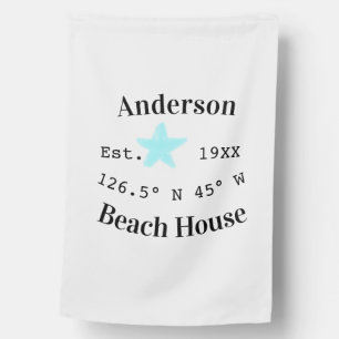 Beach house Date year custom coordinates add est. Flag