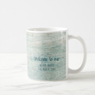 Beach House Driftwood Ocean Coastal Family Name Coffee Mug