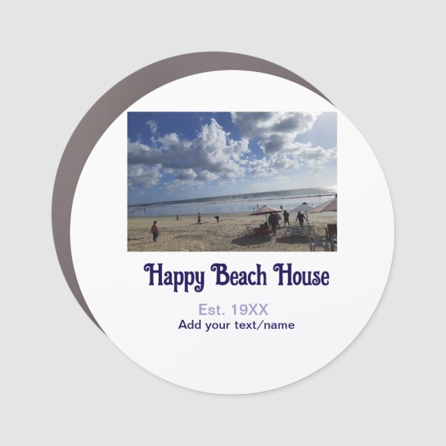 Beach house est. Add year photo latitude longitude Car Magnet (Front)