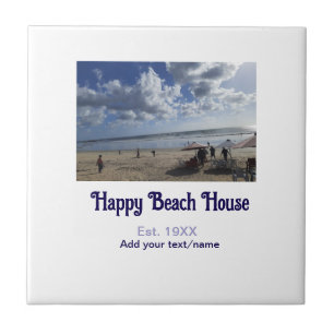 Beach house est. Add year photo latitude longitude Ceramic Tile