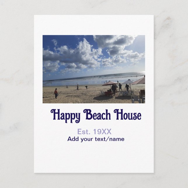 Beach house est. Add year photo latitude longitude Postcard (Front)