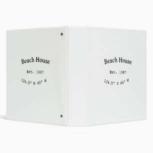 Beach house ets. Date year custom coordinates add 3 Ring Binder