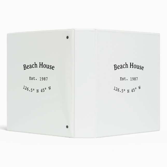 Beach house ets. Date year custom coordinates add 3 Ring Binder (Background)
