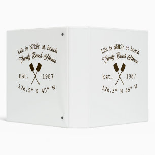 Beach house ets. Date year custom coordinates add 3 Ring Binder