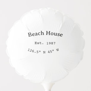 Beach house ets. Date year custom coordinates add Balloon