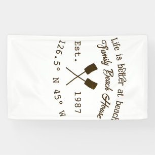 Beach house ets. Date year custom coordinates add Banner