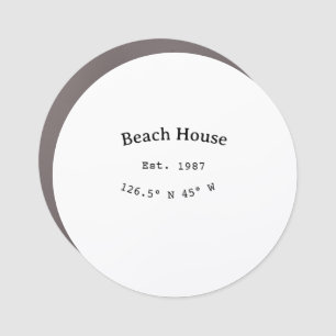 Beach house ets. Date year custom coordinates add Car Magnet