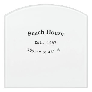 Beach house ets. Date year custom coordinates add Door Sign
