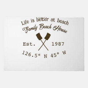 Beach house ets. Date year custom coordinates add Doormat