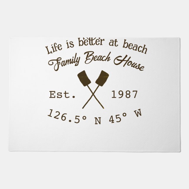 Beach house ets. Date year custom coordinates add  Doormat (Front)