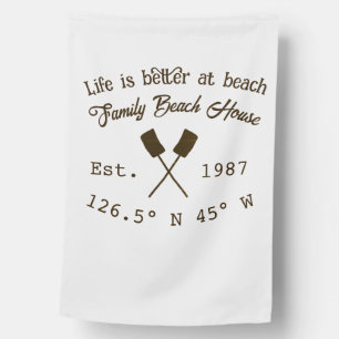 Beach house ets. Date year custom coordinates add  Flag