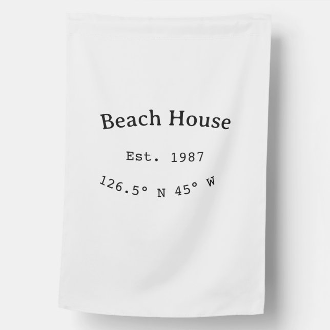 Beach house ets. Date year custom coordinates add Flag (Front)
