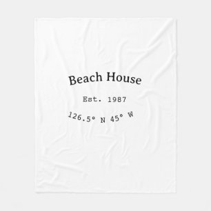 Beach house ets. Date year custom coordinates add Fleece Blanket