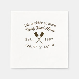 Beach house ets. Date year custom coordinates add  Napkins