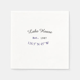 Beach house ets. Date year custom coordinates add Napkins