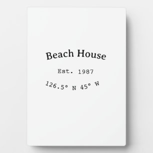 Beach house ets. Date year custom coordinates add Plaque