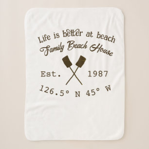 Beach house ets. Date year custom coordinates add  Sherpa Blanket