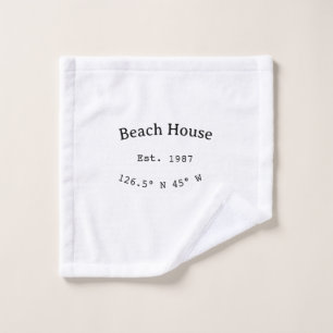 Beach house ets. Date year custom coordinates add Wash Cloth