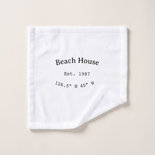 Beach house ets. Date year custom coordinates add Wash Cloth (Wash Cloth)