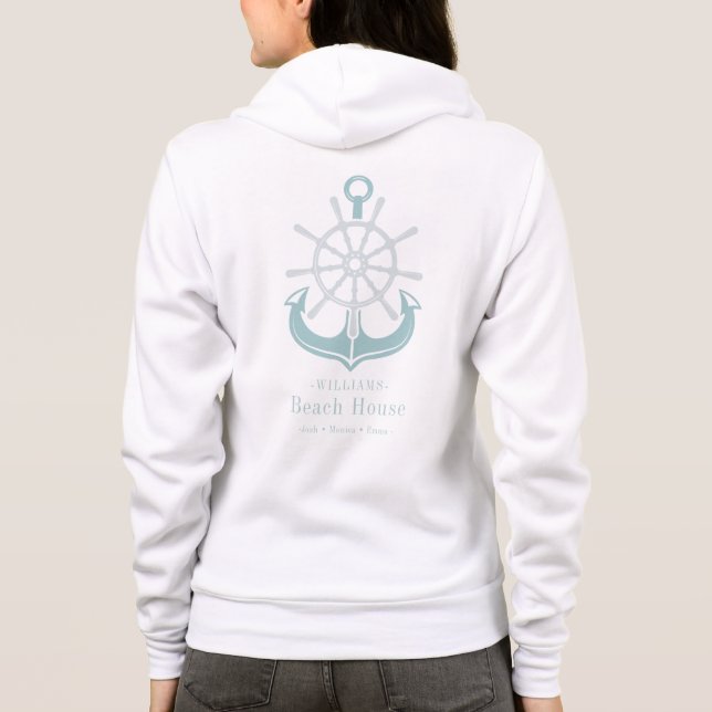 Beach House Family Name Anchor Hoodie (Back)