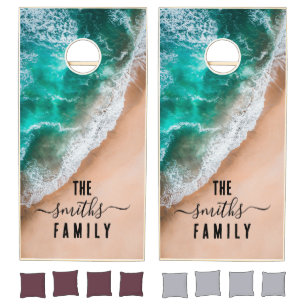 Beach House Family Name Custom Cornhole Sets
