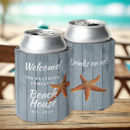 Beach house family name personalized party can cooler