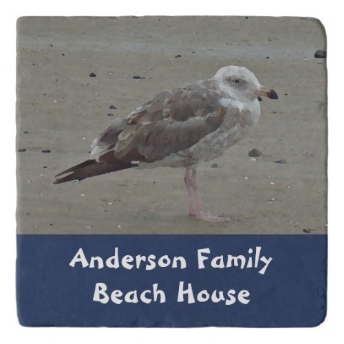 Beach House Family Name Seagull Nature Bird Trivet