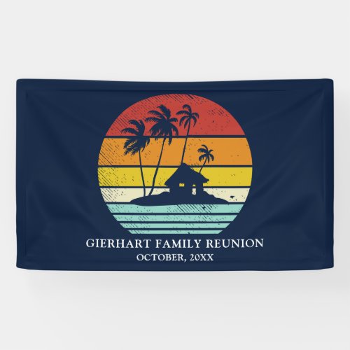 Beach House Family Reunion Nautical Palm Trees Banner