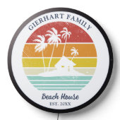 Beach House Family Reunion Palm Trees Retro LED Sign (Lights Off)